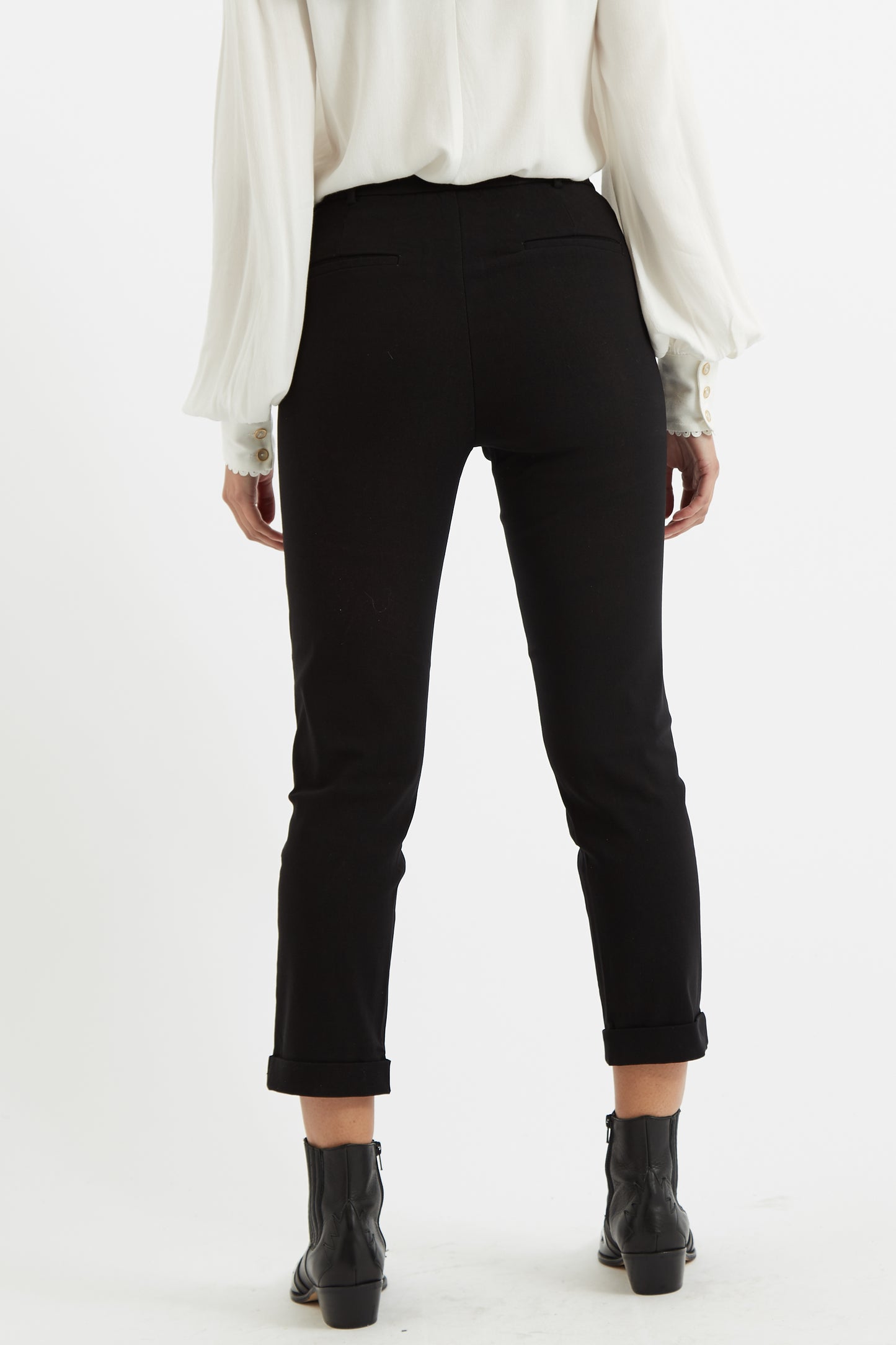 Louche Jaylo Slim Fit Cropped Trouser - Black