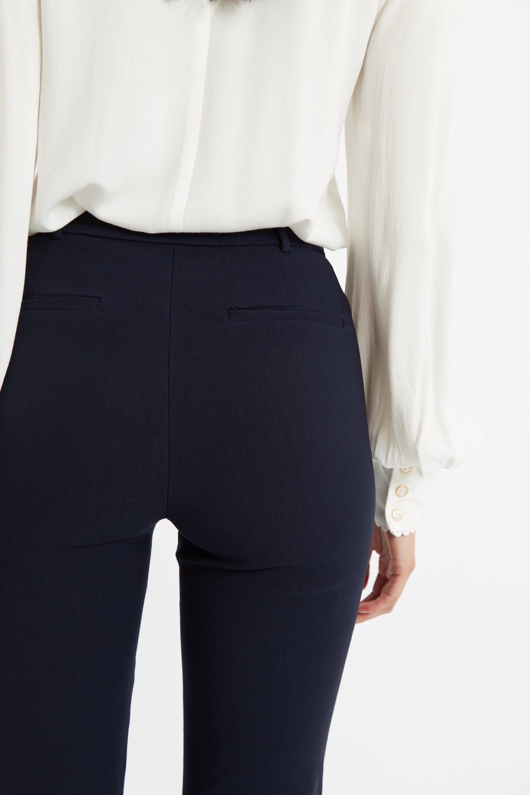 Louche Jaylo Slim Fit Cropped Trouser - Navy - Detail 3