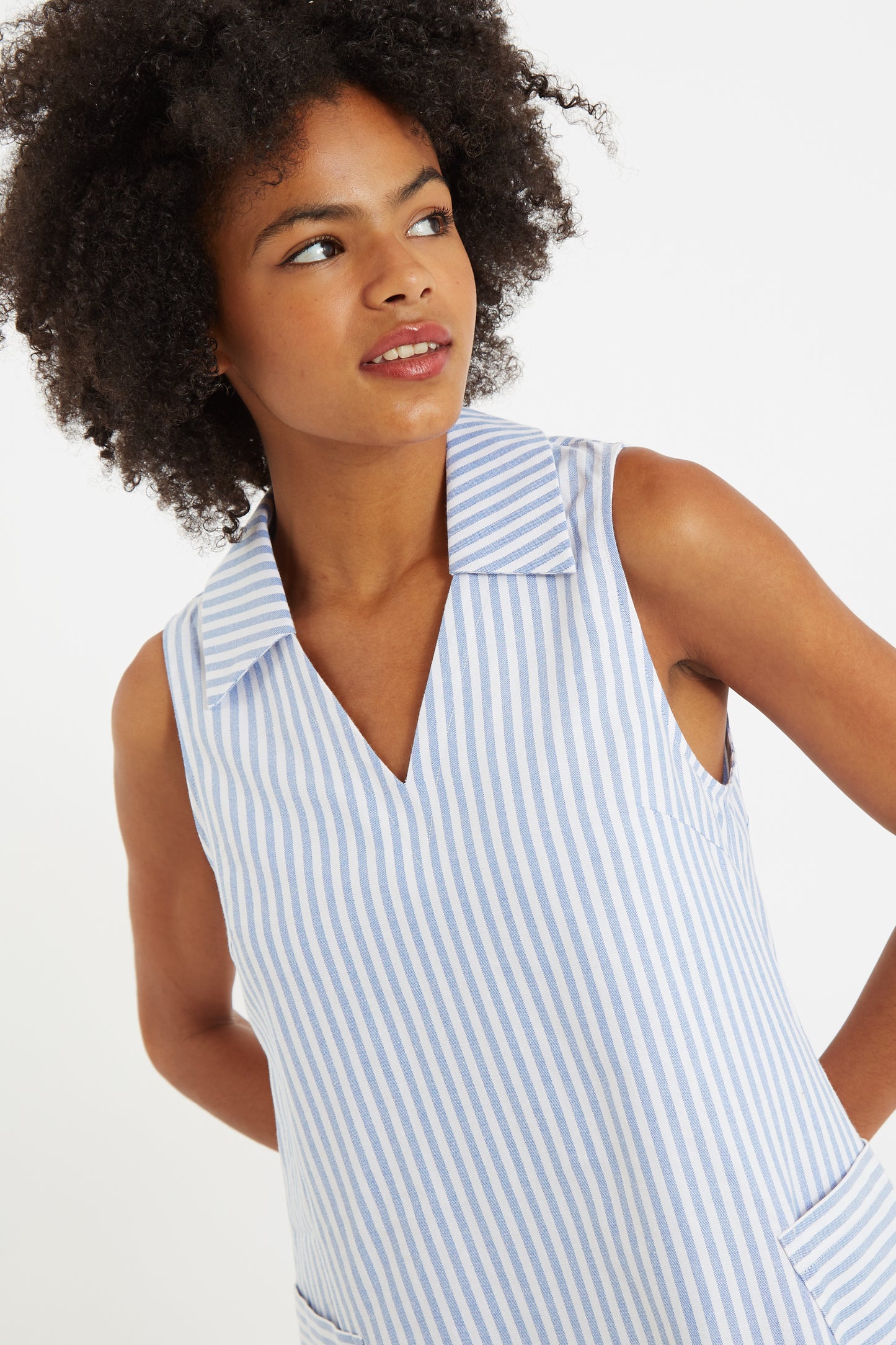 Jerrika Sail Stripe A Line Mini Dress Blue