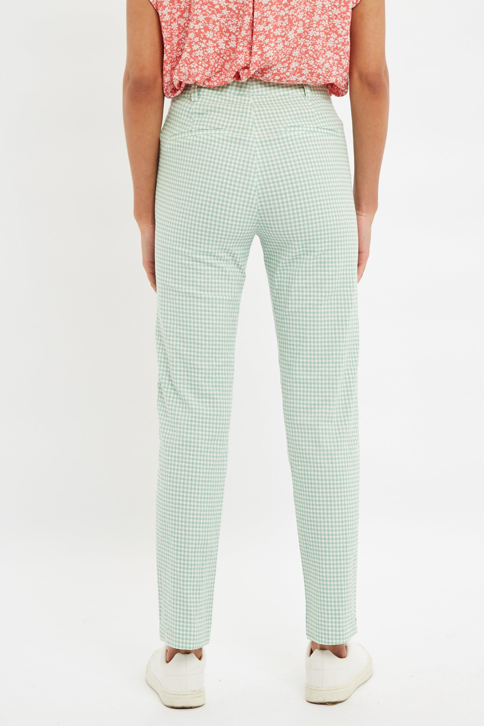 Louche Joele Summer Gingham  Slim Trouser In Mint