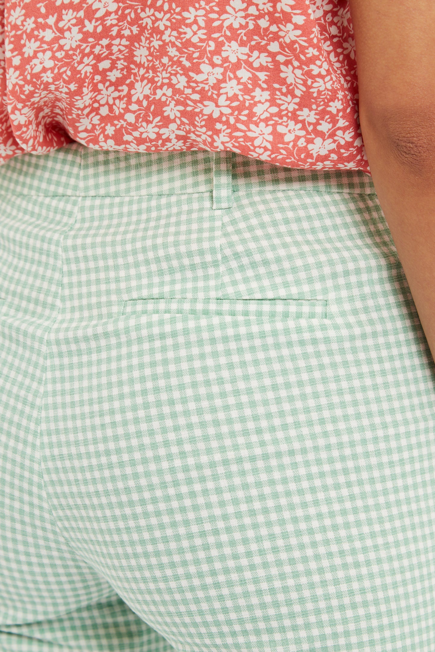 Louche Joele Summer Gingham  Slim Trouser In Mint