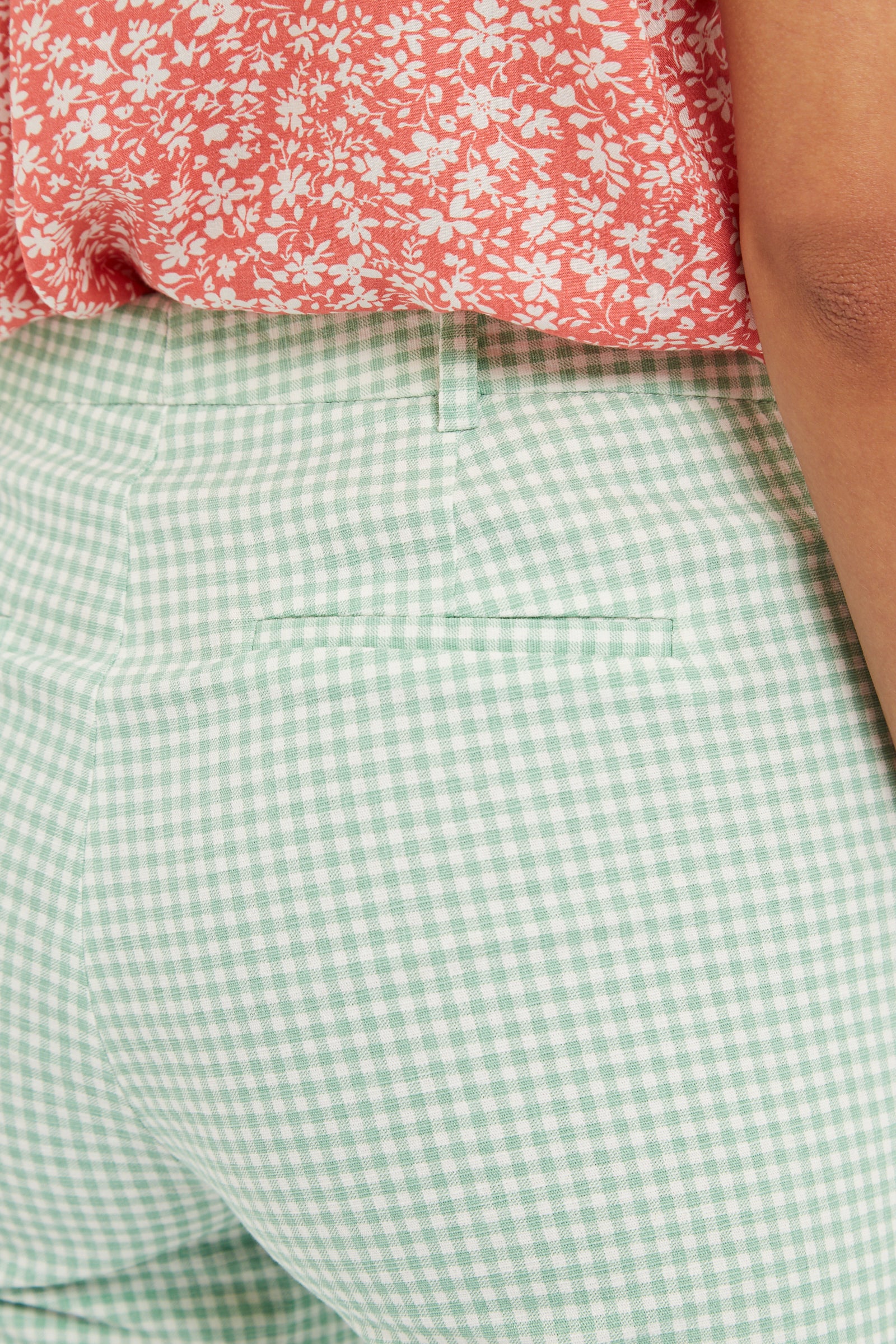 Louche Joele Summer Gingham  Slim Trouser In Mint