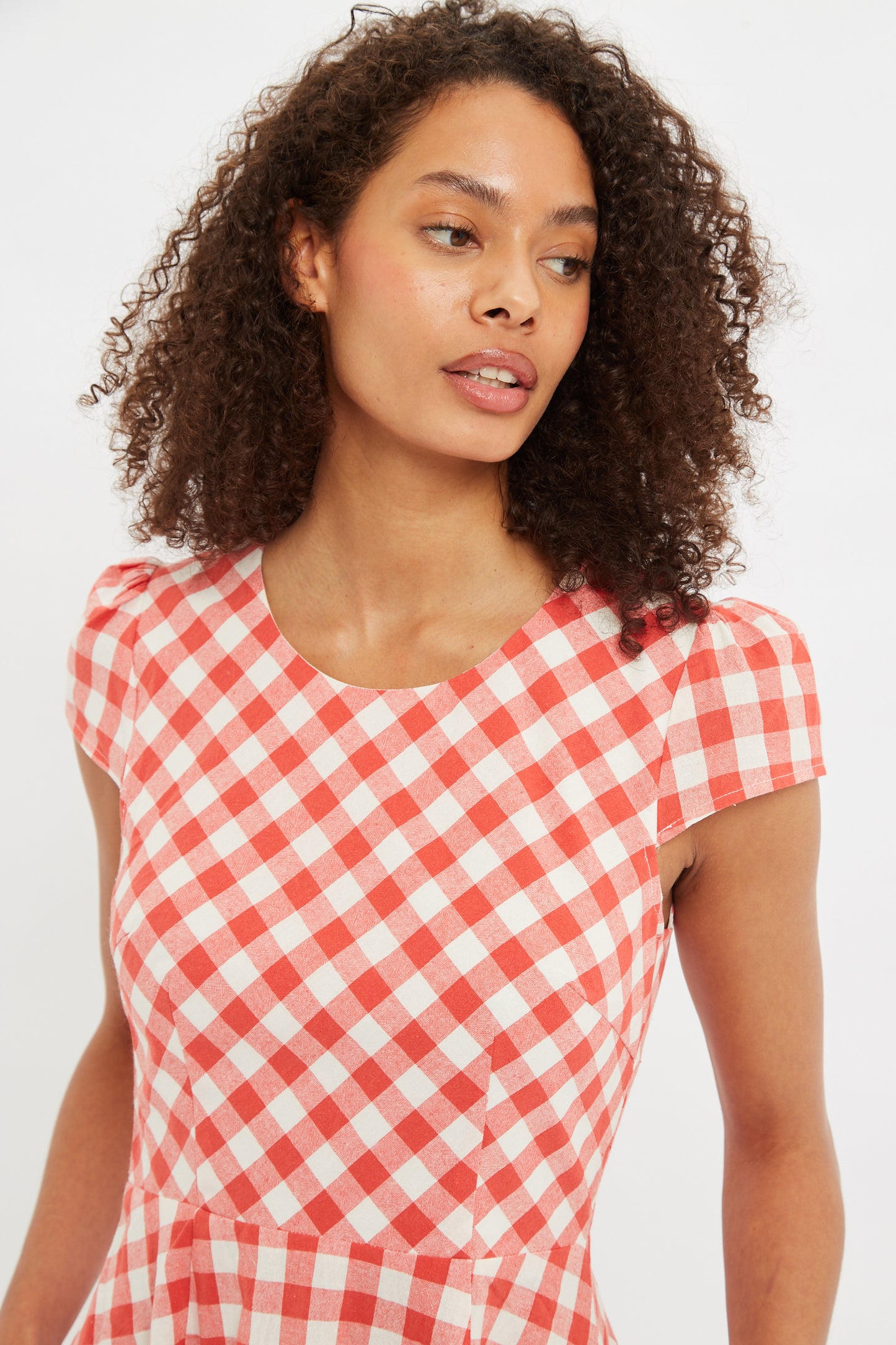 Louche Kare Picnic Check Cap Sleeve Mini Dress In Red