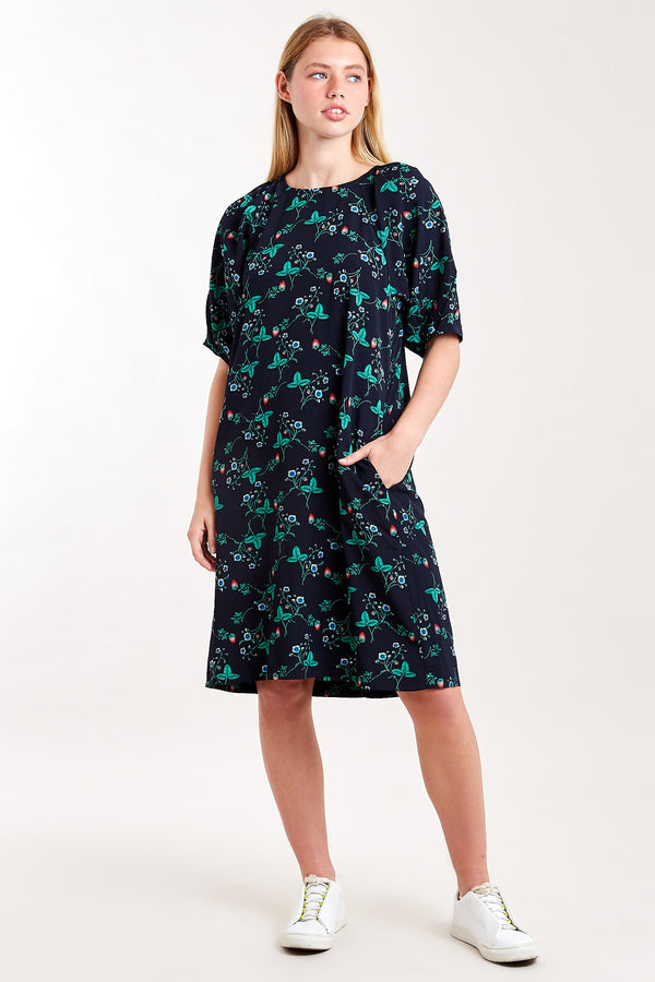 Lauryn Strawberry Print Short Sleeve Dress - Front