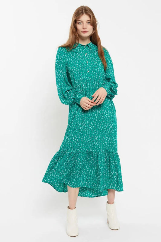 Louche Lif Naive Ditsy Print Tiered Long Sleeve Midi Dress