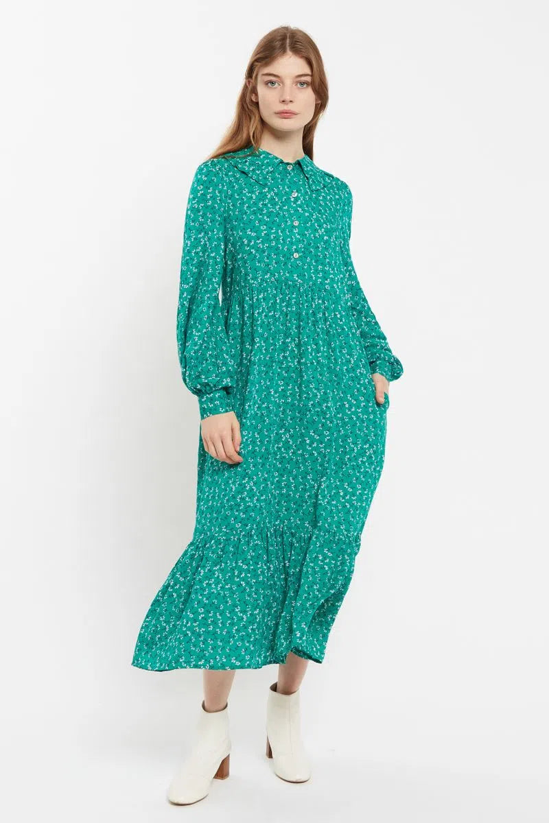 Louche Lif Naive Ditsy Print Tiered Long Sleeve Midi Dress