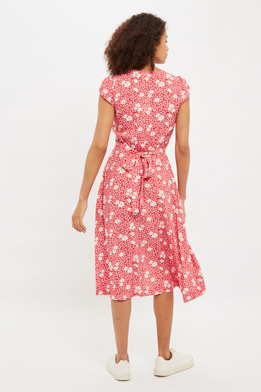 Lilia Roaring Daisy Petal Sleeve Midi Tea Dress