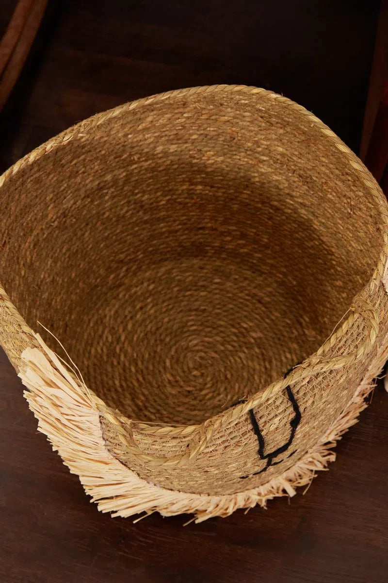 Large Lion Embroidered Basket