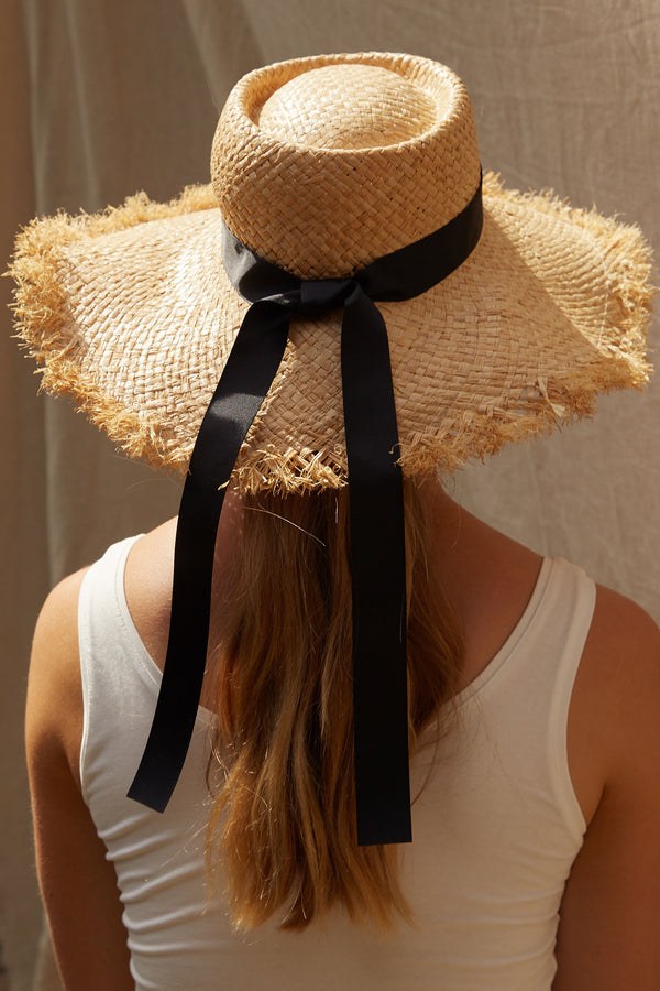 Louche Lorraine Wide Brimmed  Ribboned Straw Hat