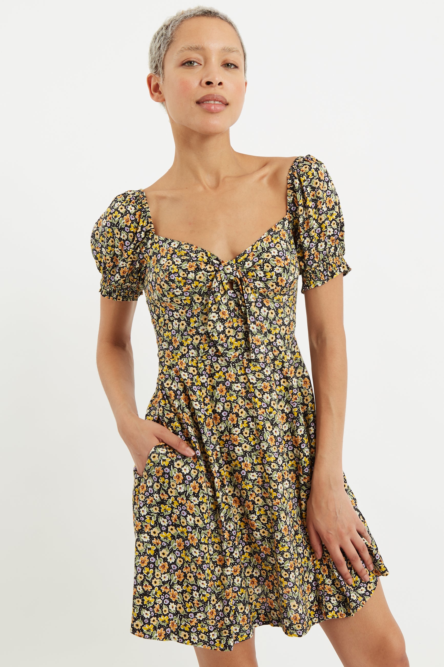 Luiza Santa Fe Floral Front Tie Mini Dress – JOY