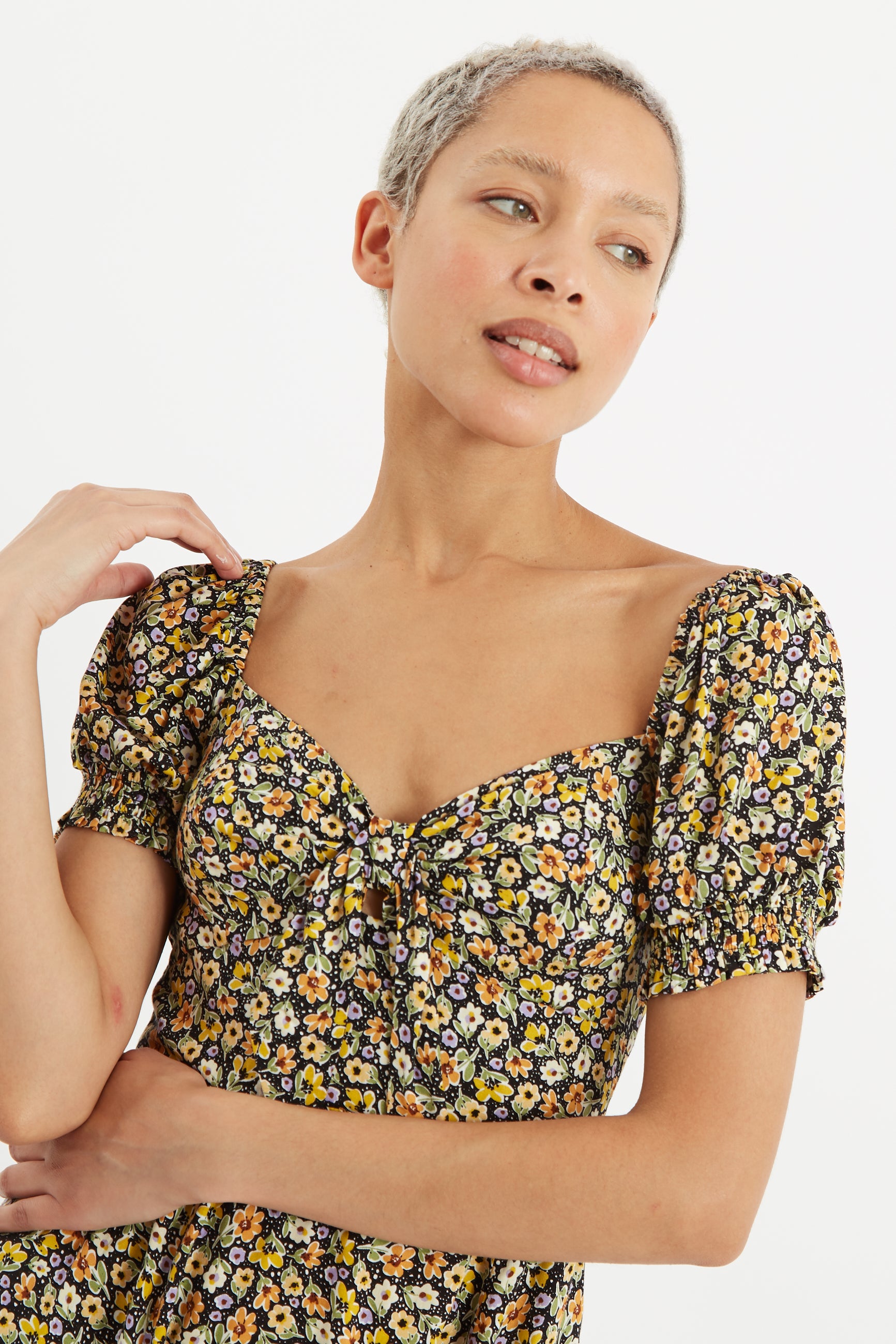 Luiza Santa Fe Floral Front Tie Mini Dress