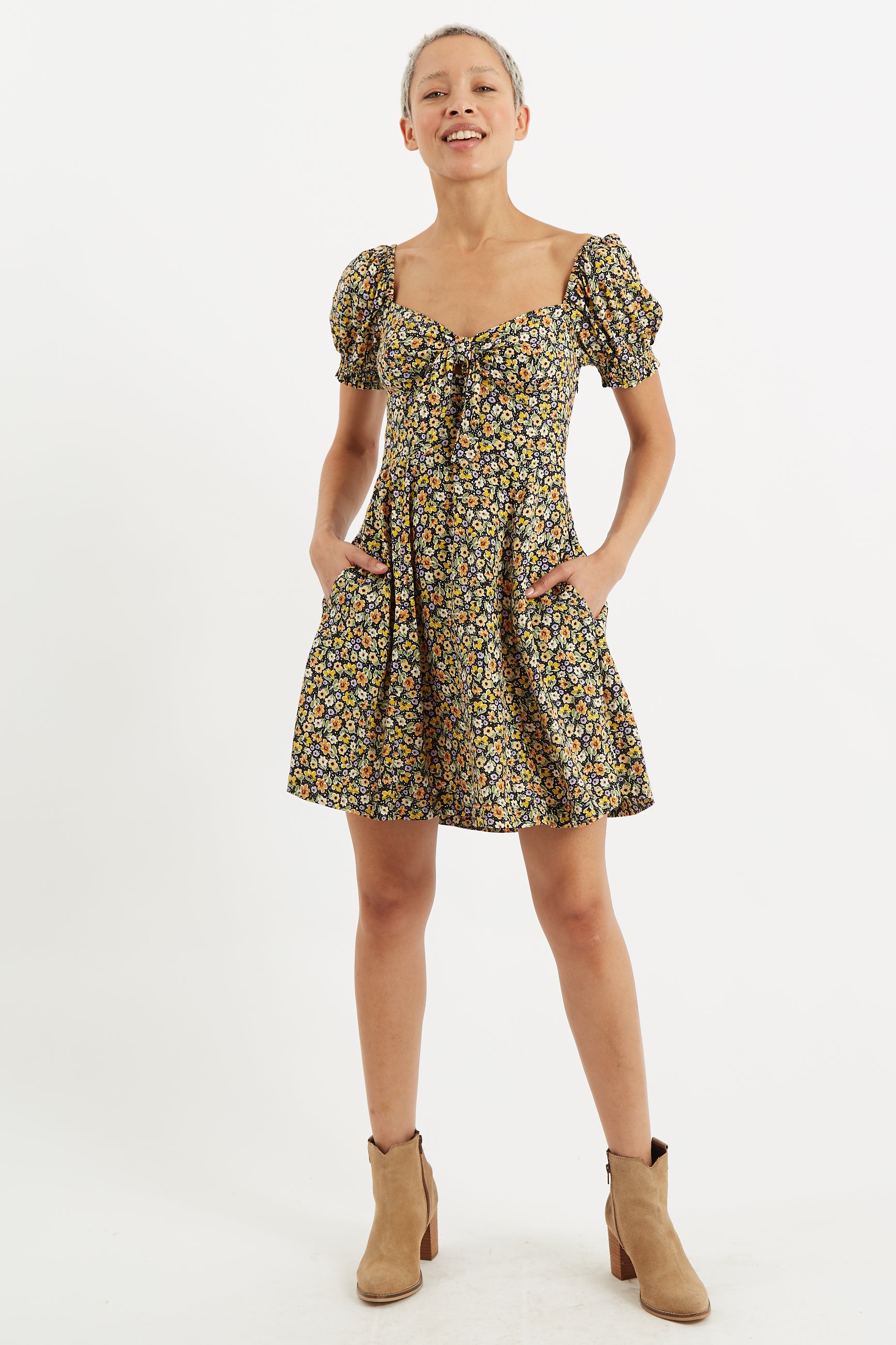 Luiza Santa Fe Floral Front Tie Mini Dress
