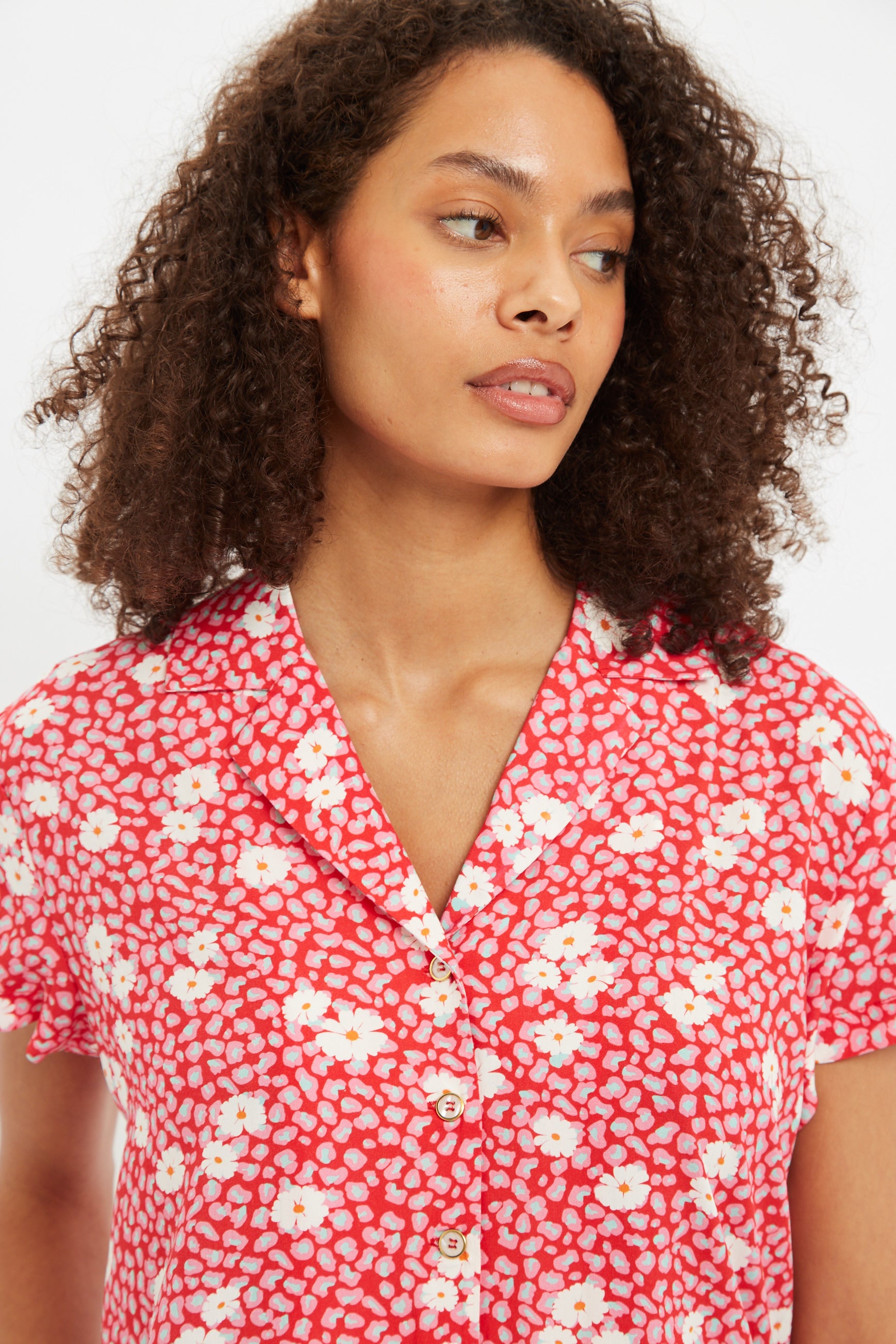 Marika Roaring Daisy Print Bowling Shirt - Detail 1