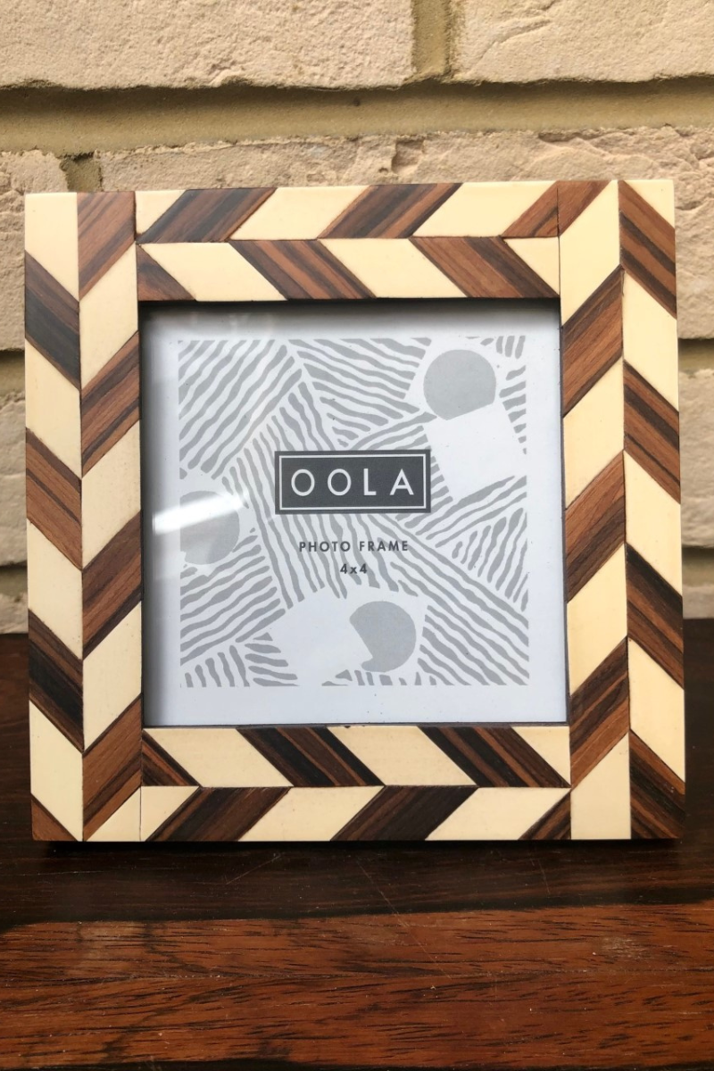 Chevron Marquetry Design Square Photo Frame - Styled