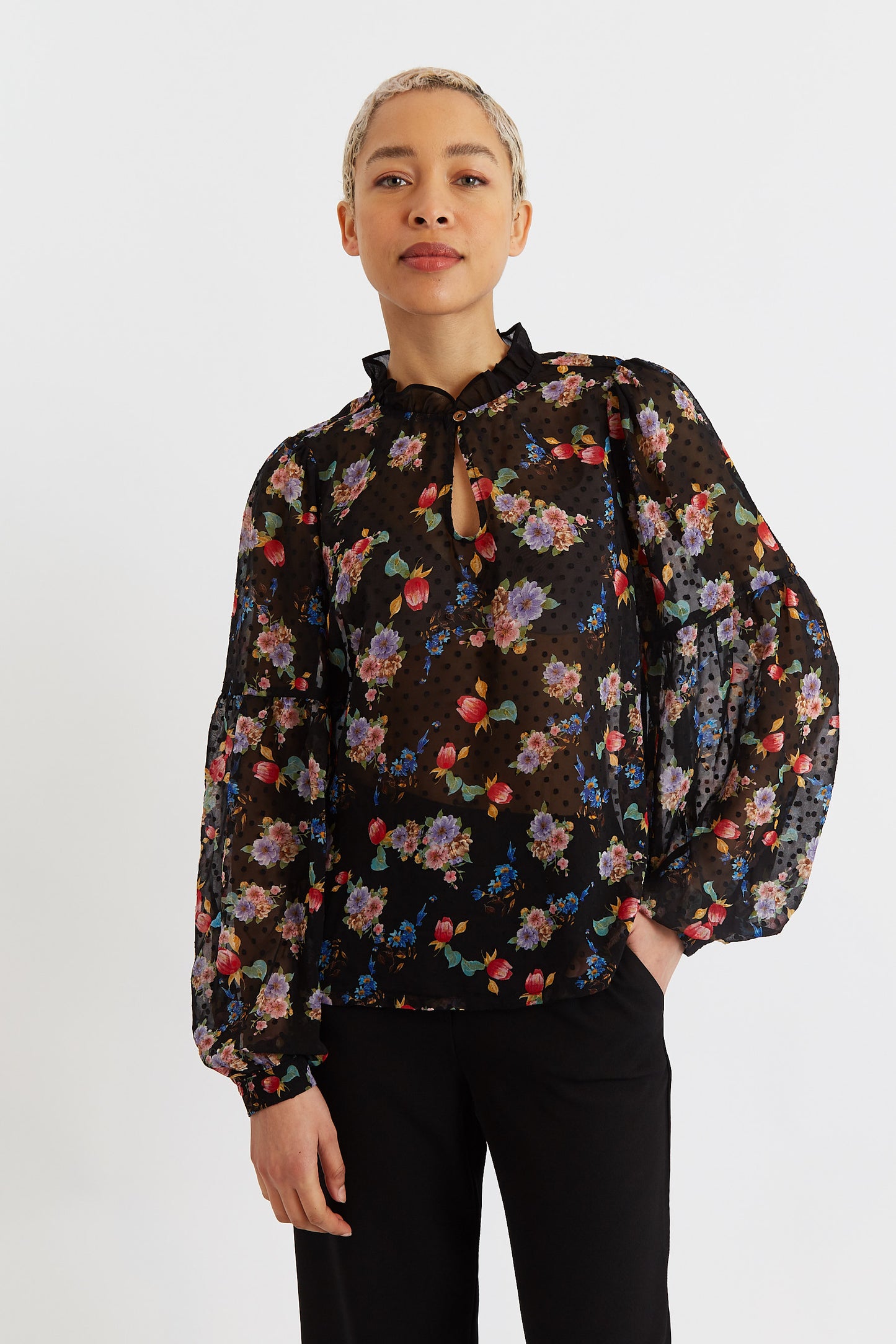 Louche Masha Carpathian Florals Print Long Sleeve Blouse