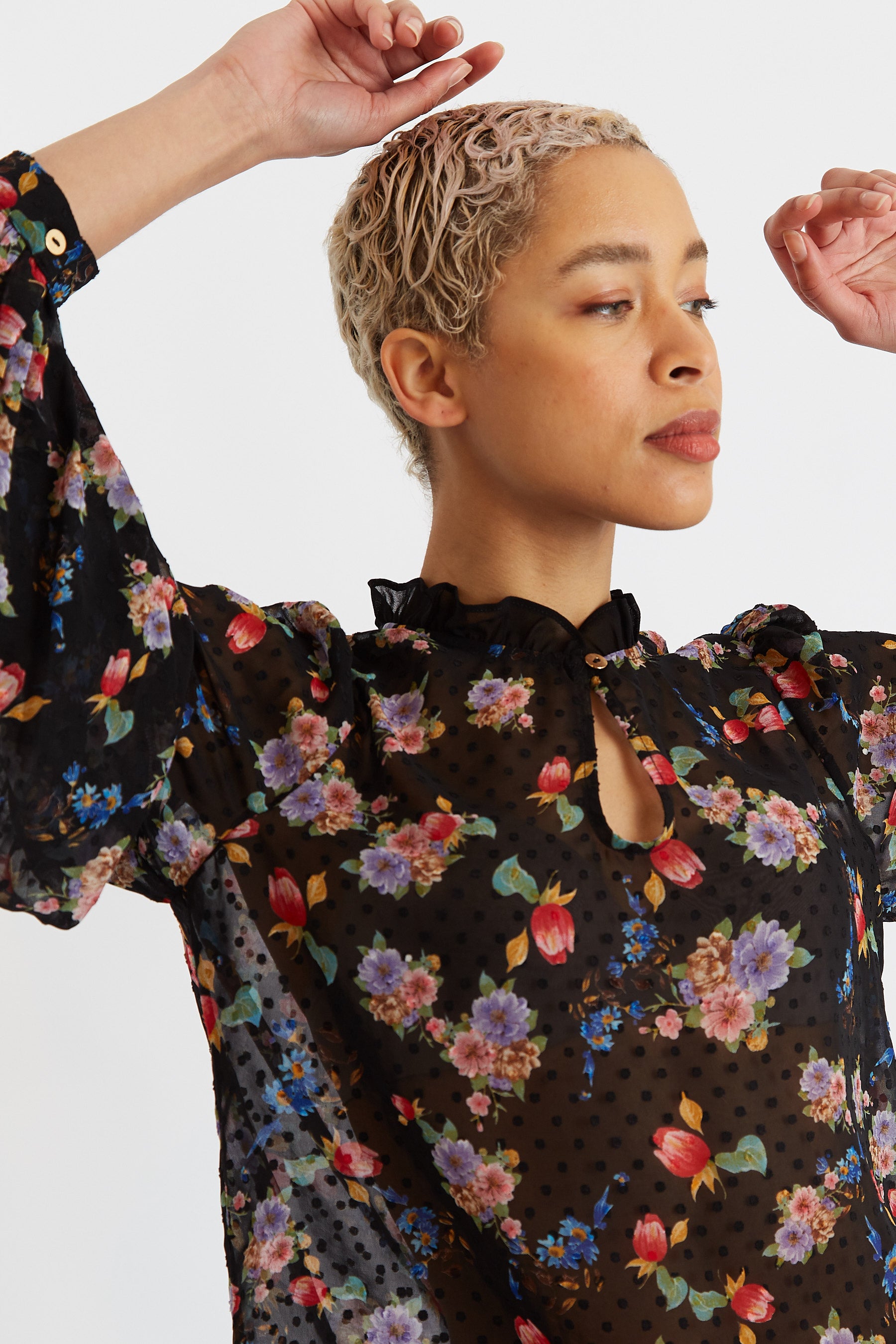 Louche Masha Carpathian Florals Print Long Sleeve Blouse - Detail 1