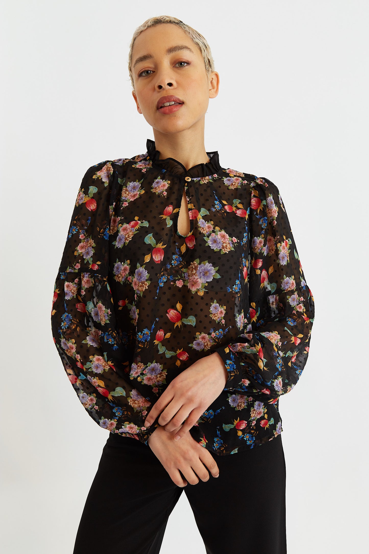 Louche Masha Carpathian Florals Print Long Sleeve Blouse