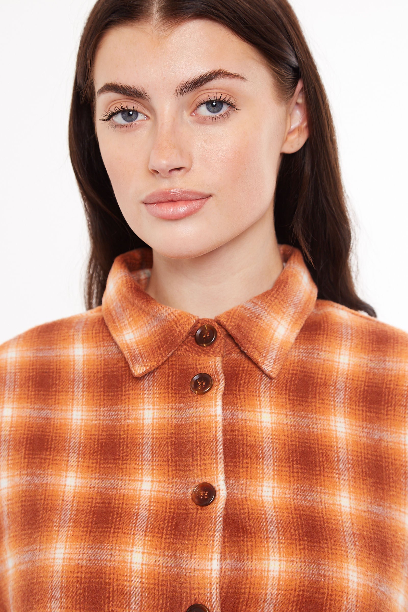 Louche Meriam Check Shacket - Rust - Detail 1