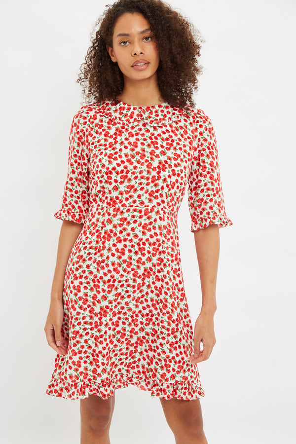 Louche Myfanwy Roses Roses Print Short Sleeve Mini Dress - Front