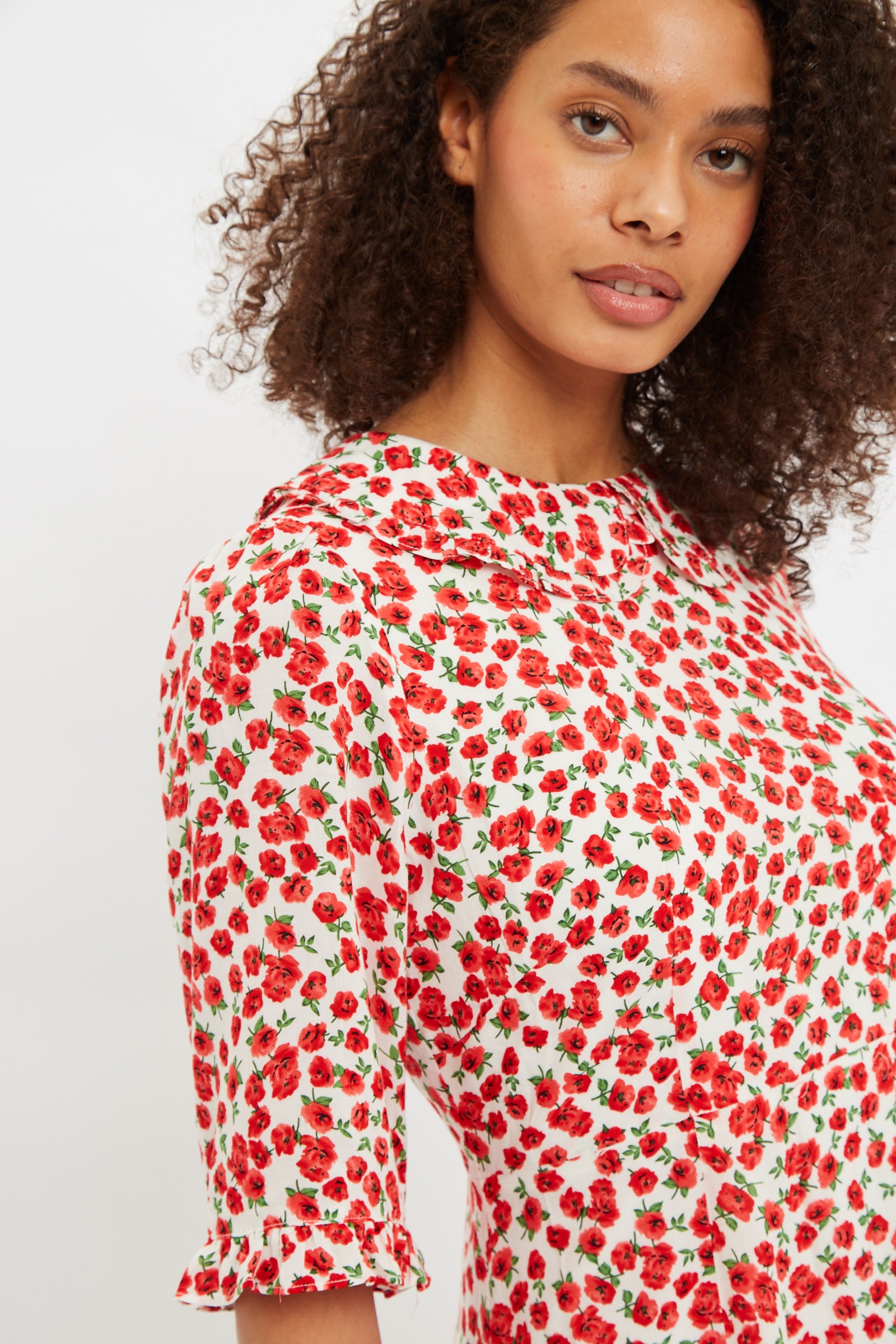 Louche Myfanwy Roses Roses Print Short Sleeve Mini Dress - Detail 1