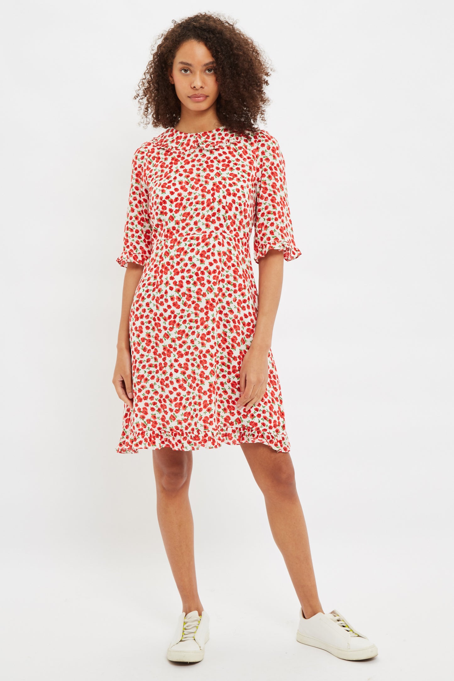 Louche Myfanwy Roses Roses Print Short Sleeve Mini Dress