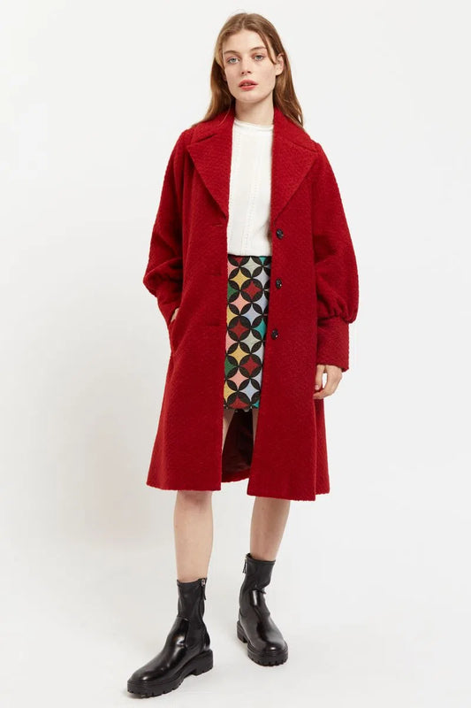 Mischa Statement Sleeve Coat Red