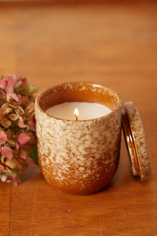 Ombre Stoneware Candle With Lid