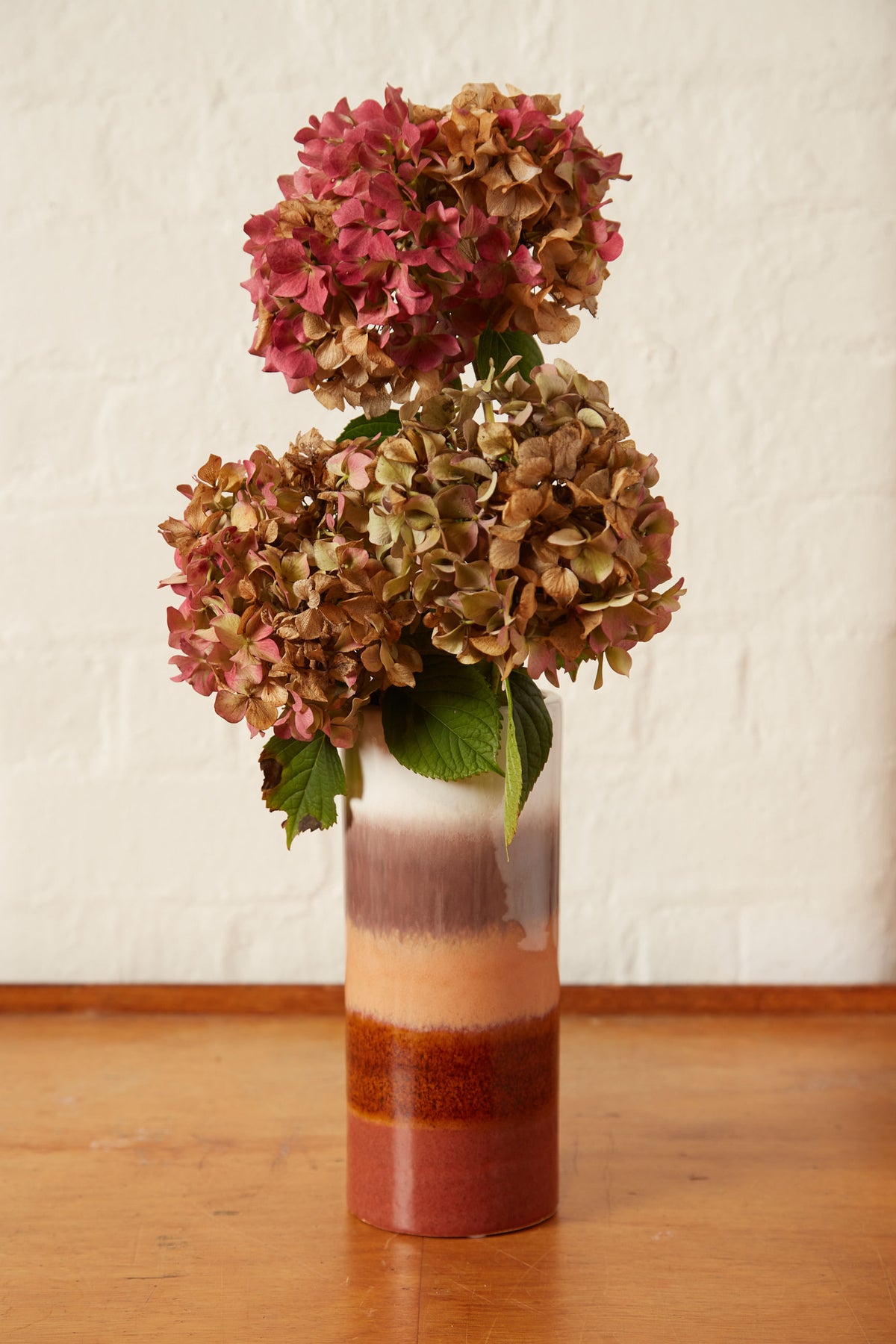 Ombre Stoneware Striped Vase