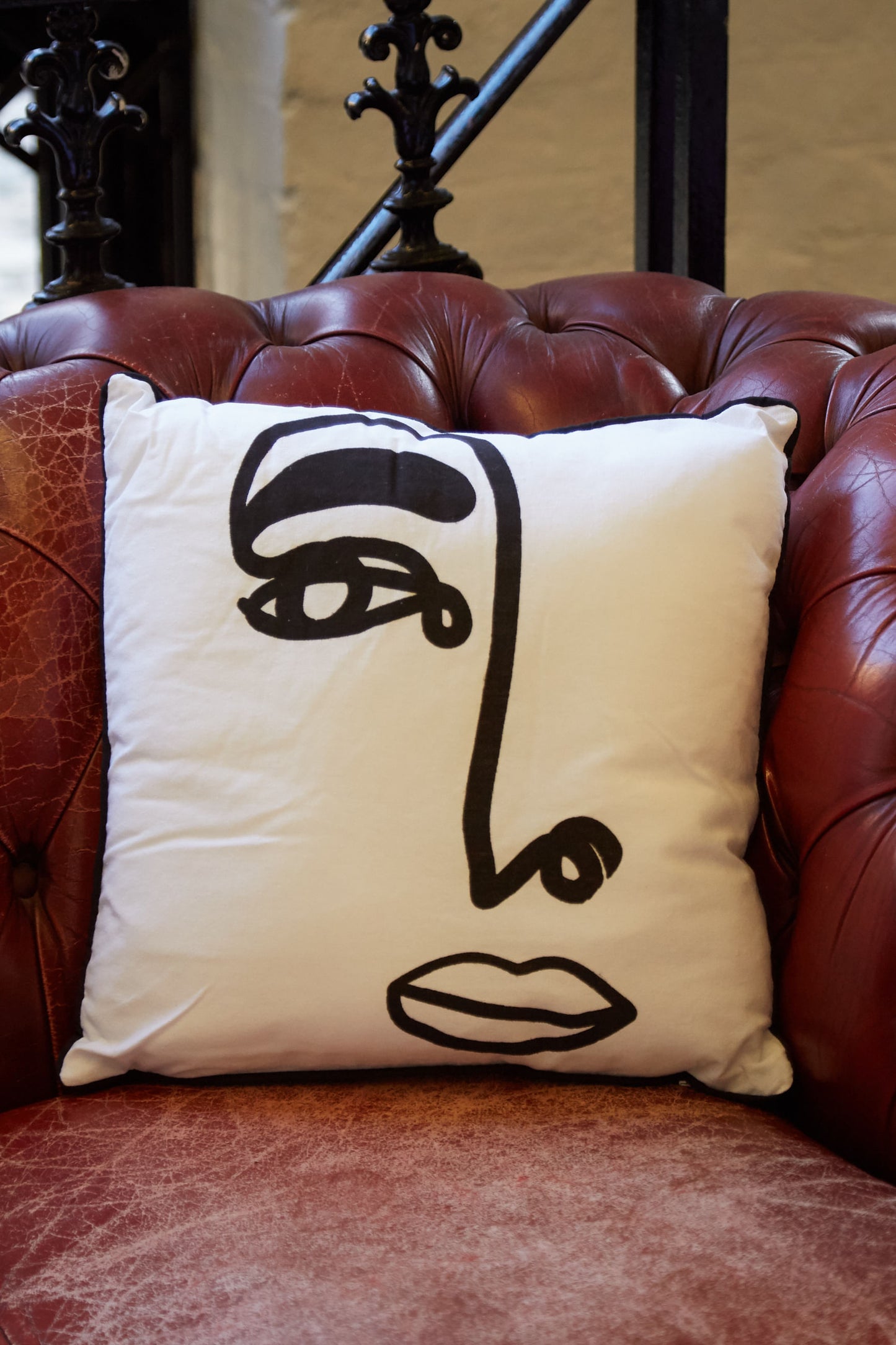 Open Eye Face Print Cushion