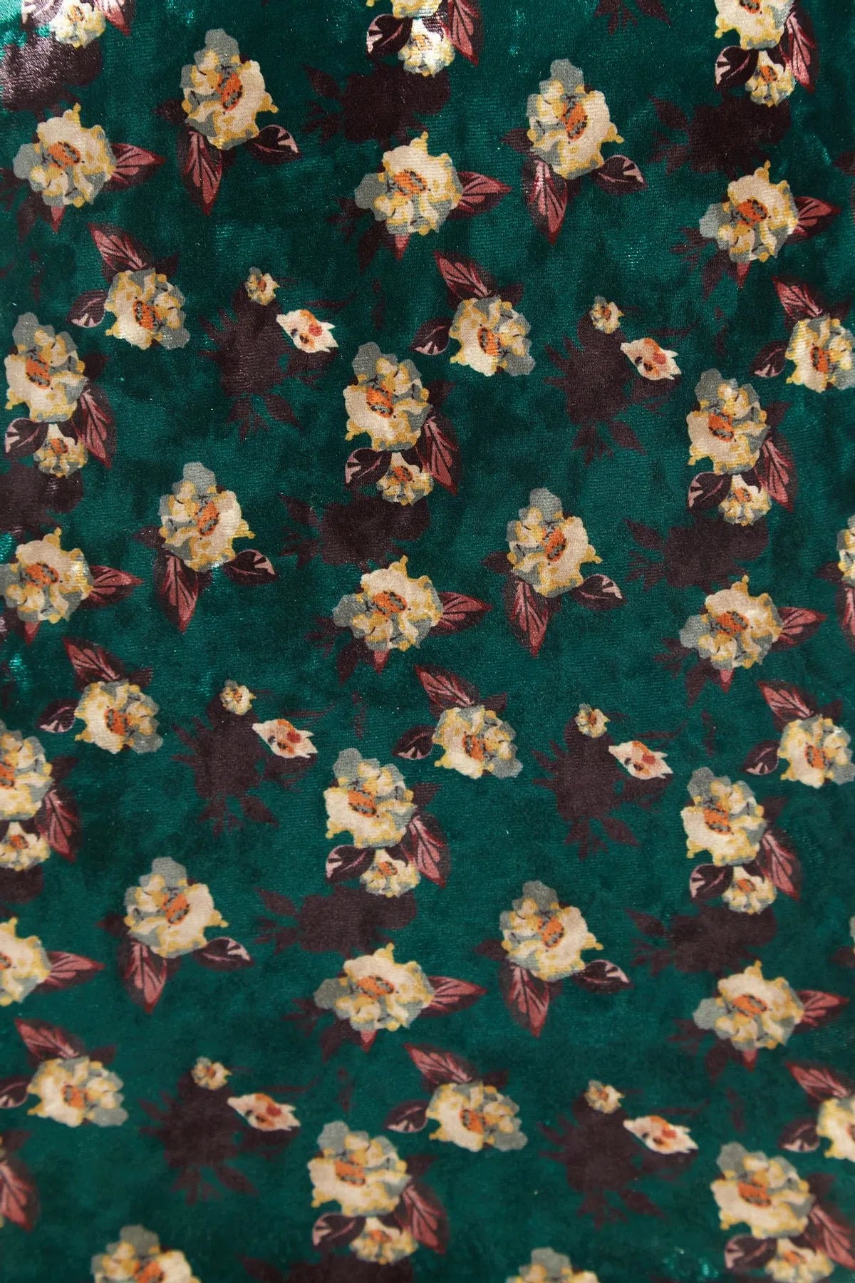 Louche Annalise Paintbrush Print Velvet V Neck Mini Dress