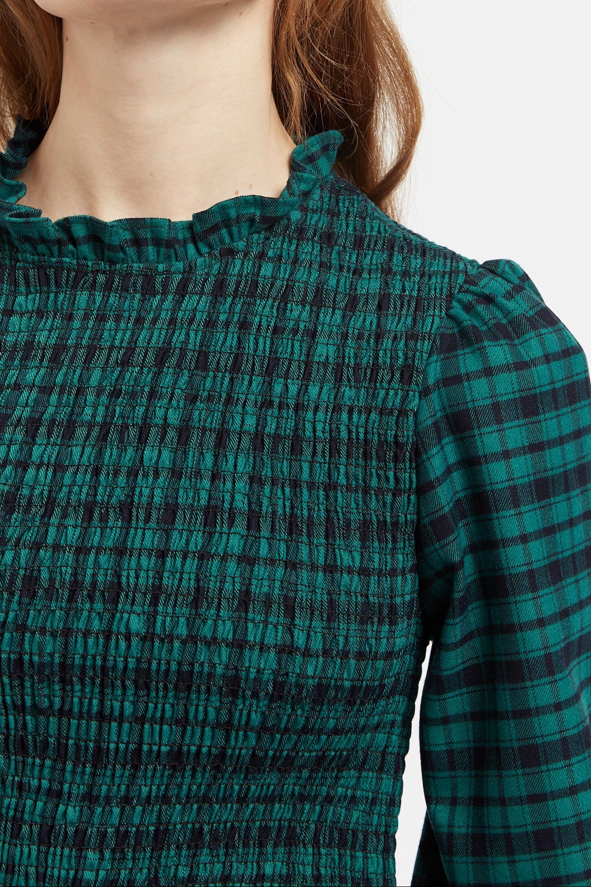 Louche Peppi Winter Gingham Midi Dress Green
