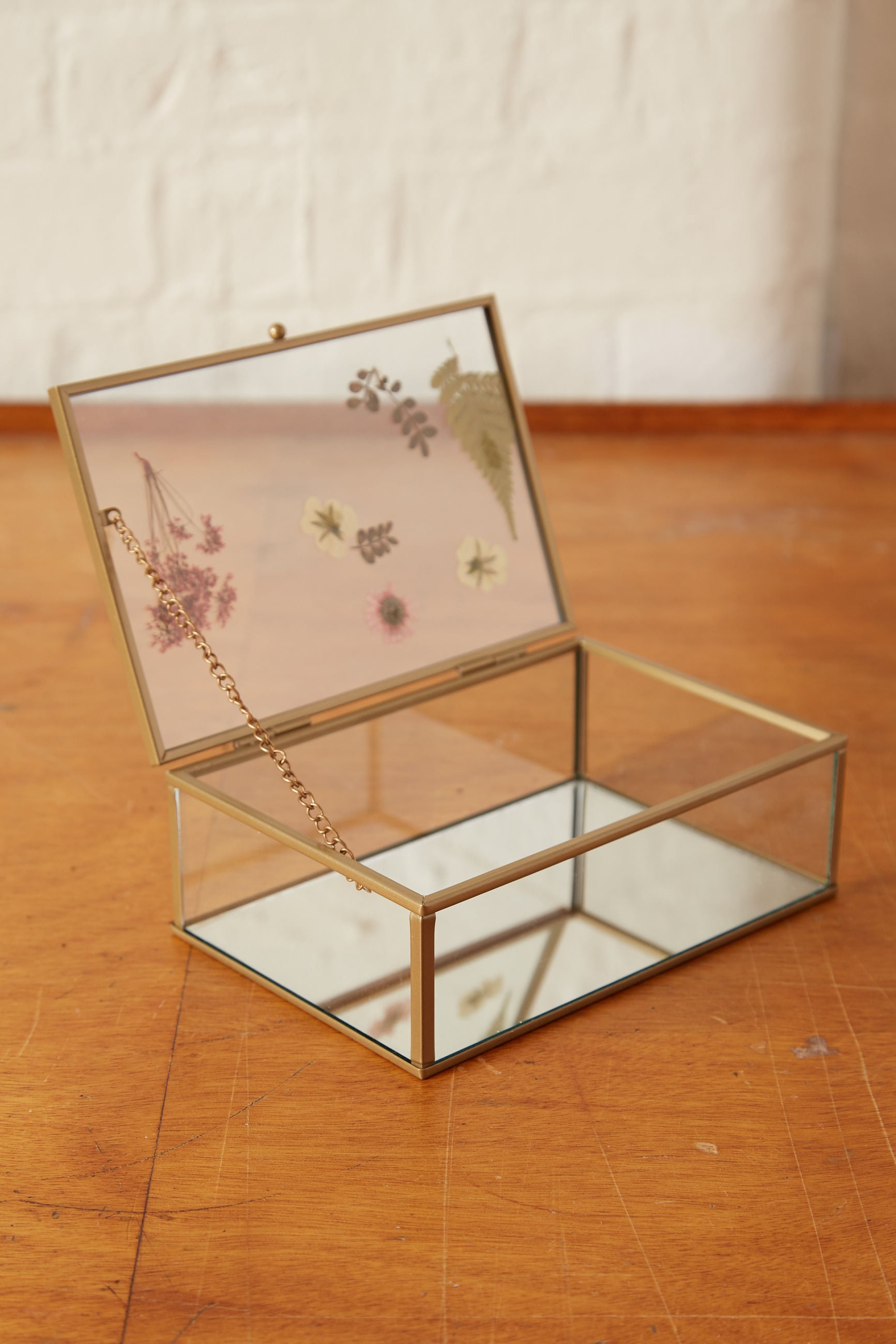 Pressed Flower Glass Trinket Box - Styled
