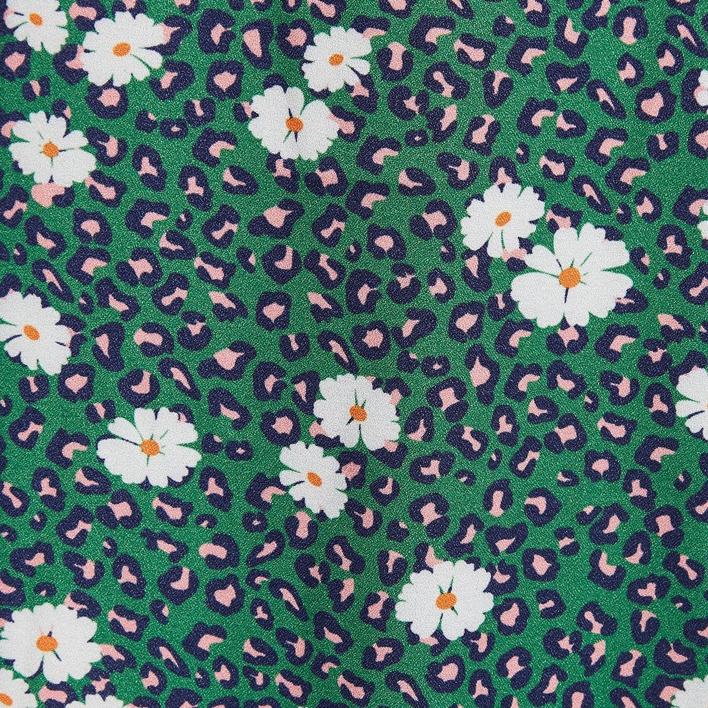 Louche Stasia Roaring Daisy Print V Back Puff Sleeve Midi Dress - Green