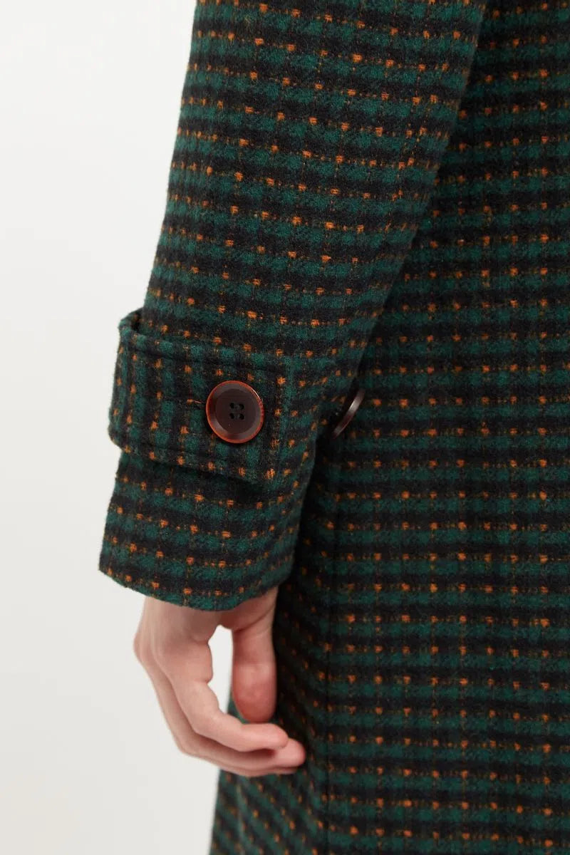 Roksana Cottage Check Faux Fur Collared Coat