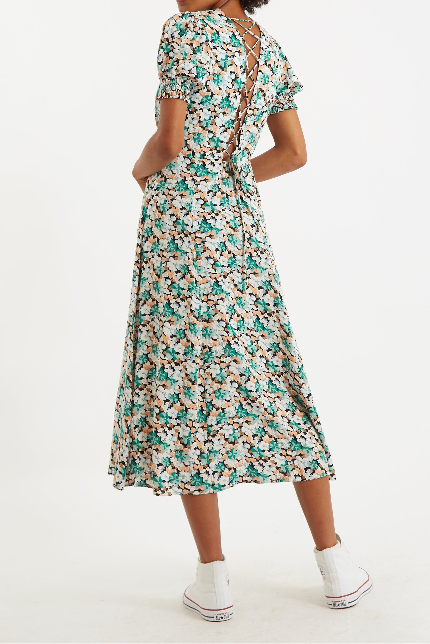 Romola Liseron Laced Back Midi Dress