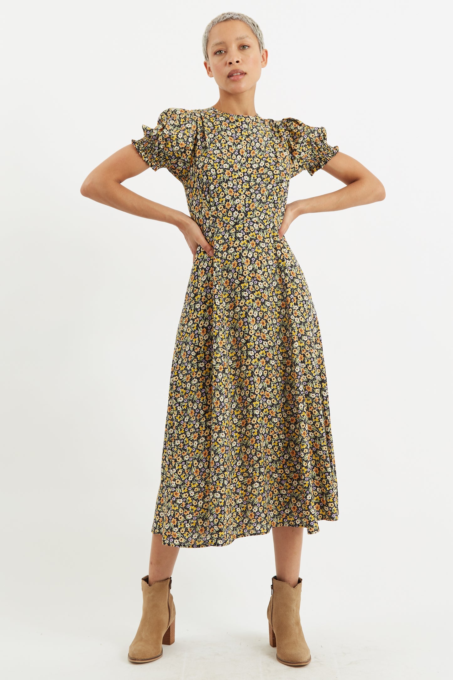 Romola Santa Fe Floral Laced Back Midi Dress