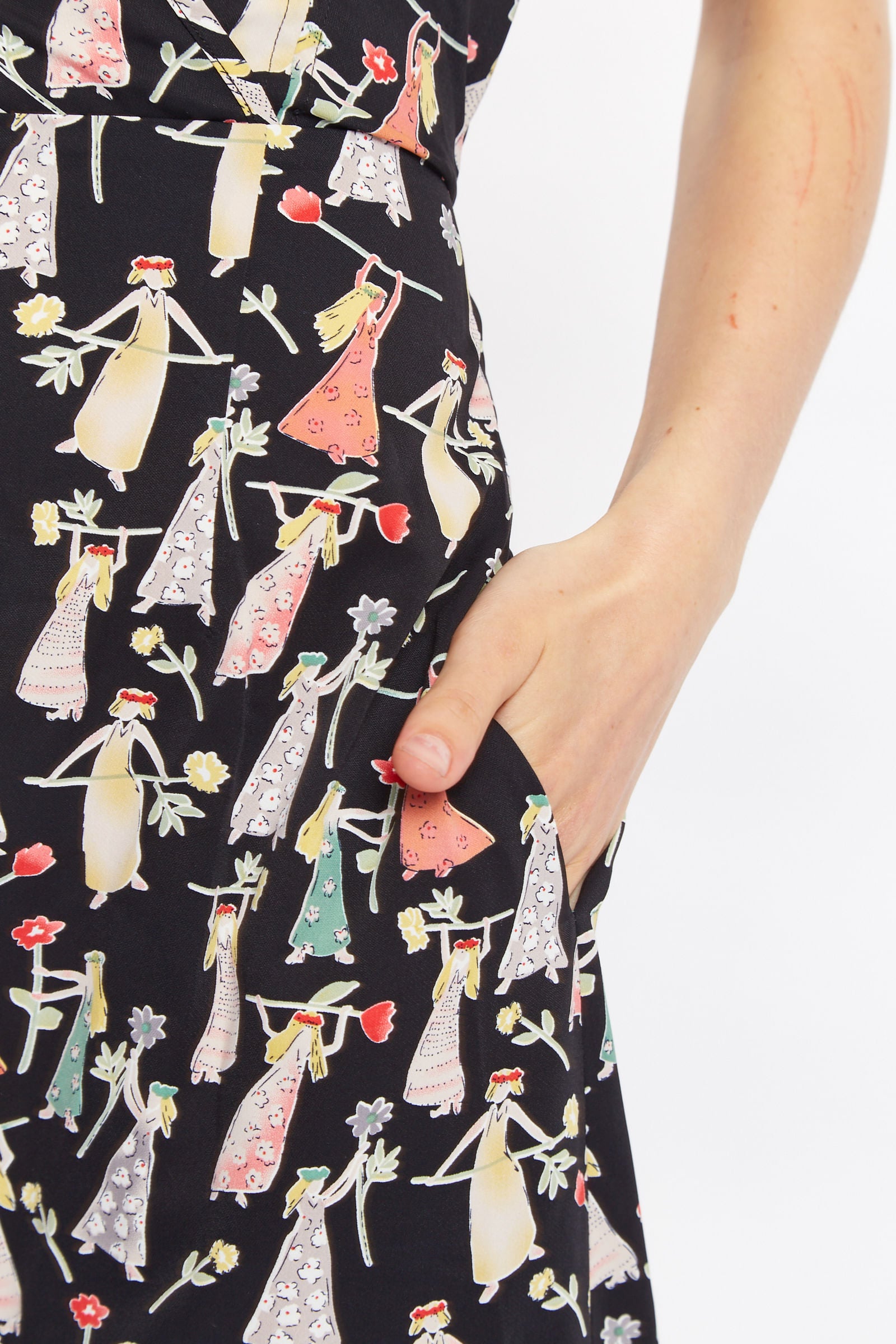 Sakani Flower Girl Print Short Sleeve Midi Dress - Detail 2