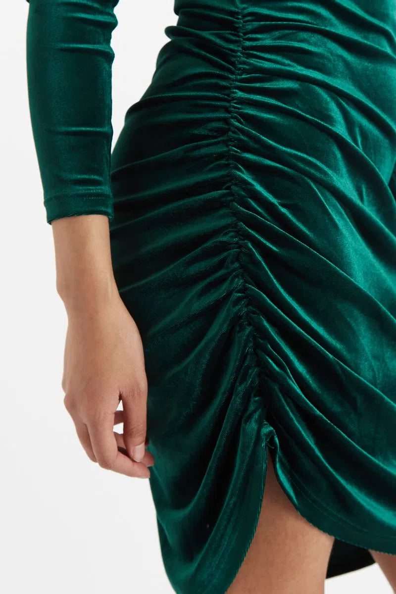 Louche Salli Velvet Ruched Side Mini Dress