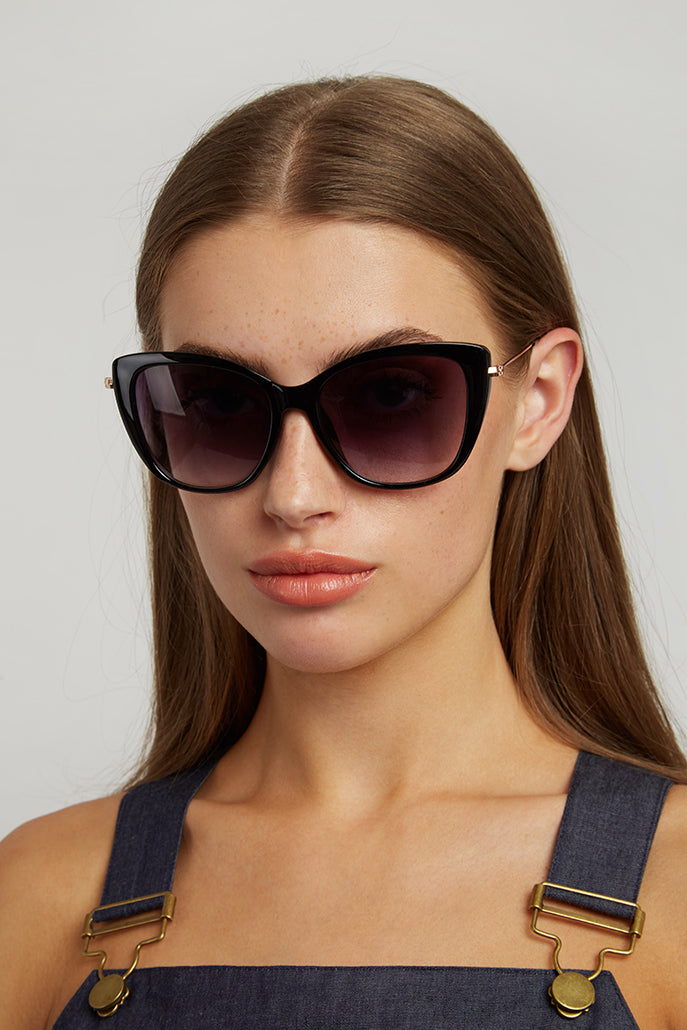 Louche Sam Sunglasses with Metal Sides Black