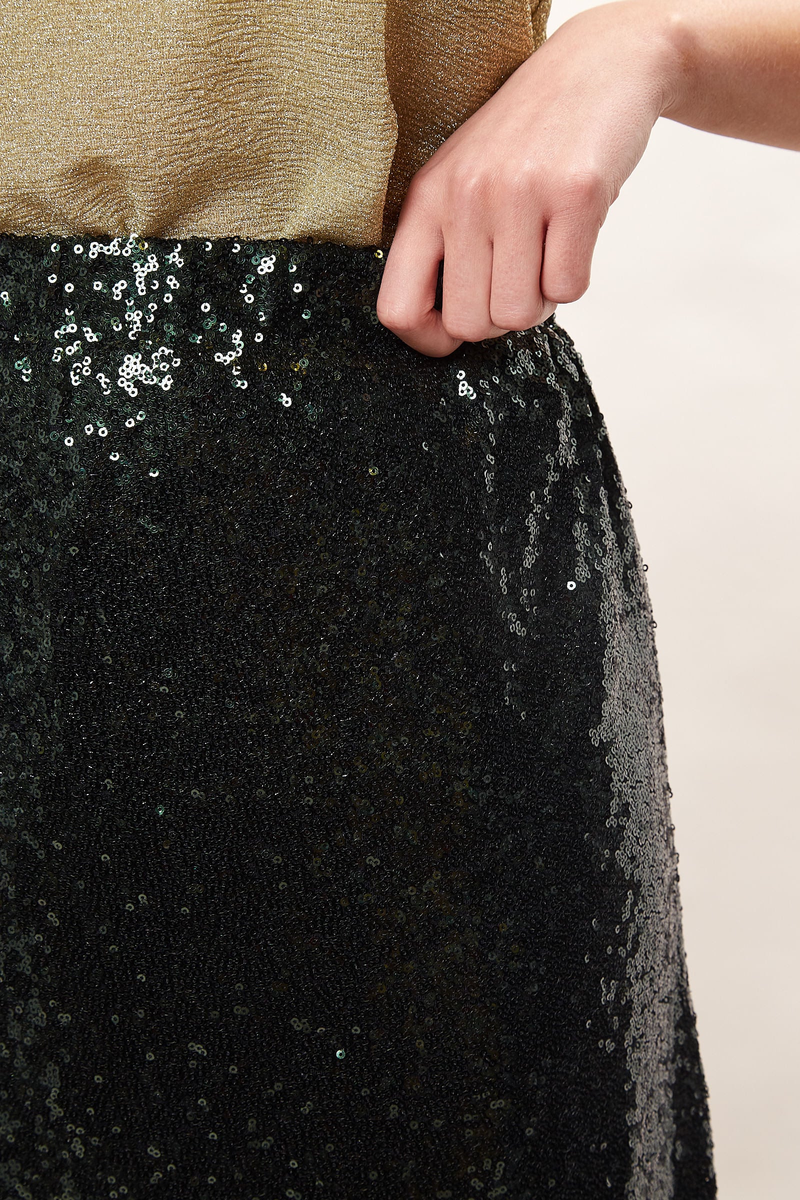 Louche Saro Sequin Midi Skirt  - Green - Detail 1