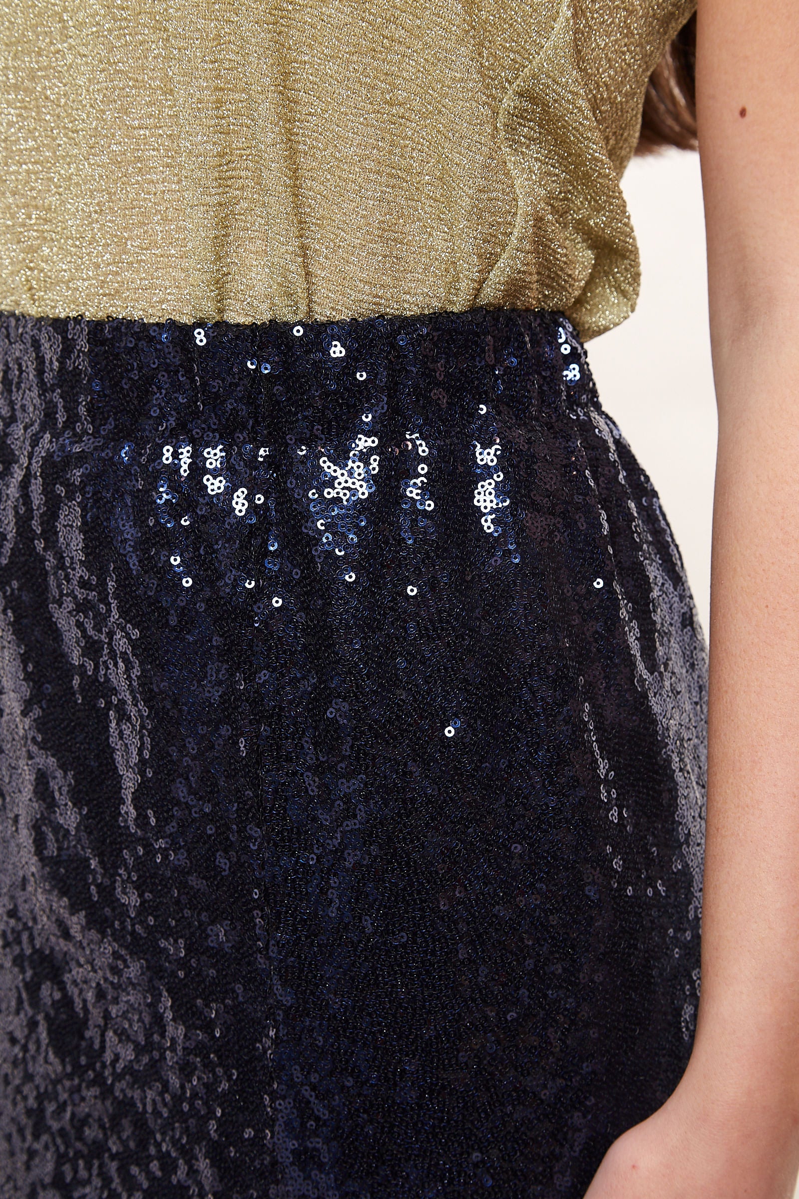 Louche Saro Sequin Midi Skirt  - Navy - Detail 1