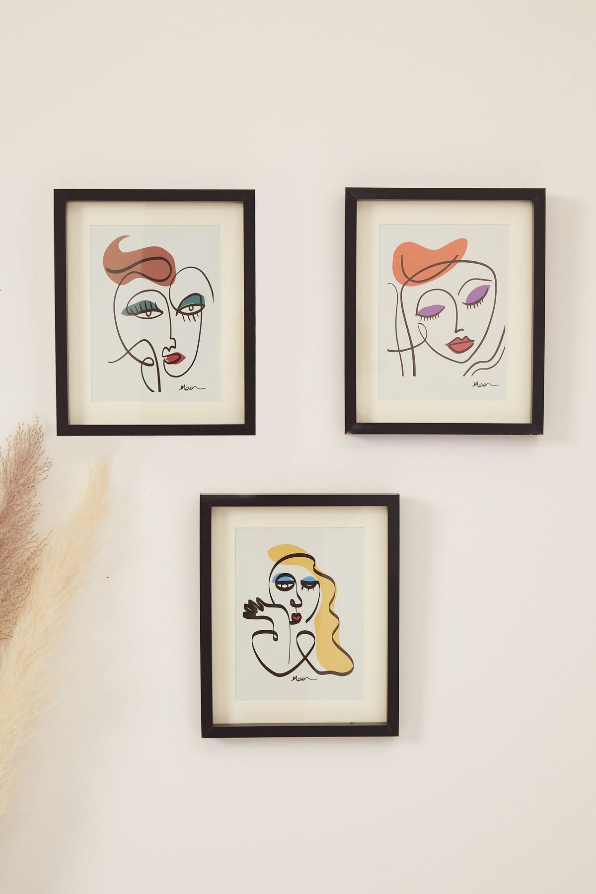 Set 3 Abstract Face Framed Wall Art