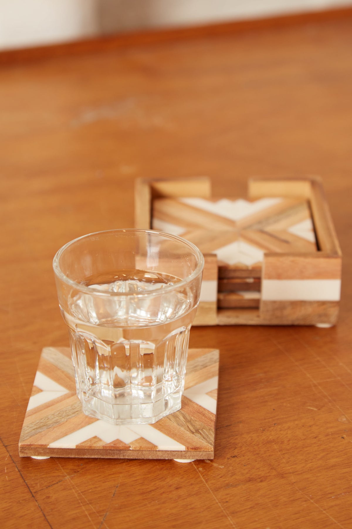 Set 4 Inlay Wooden Coasters