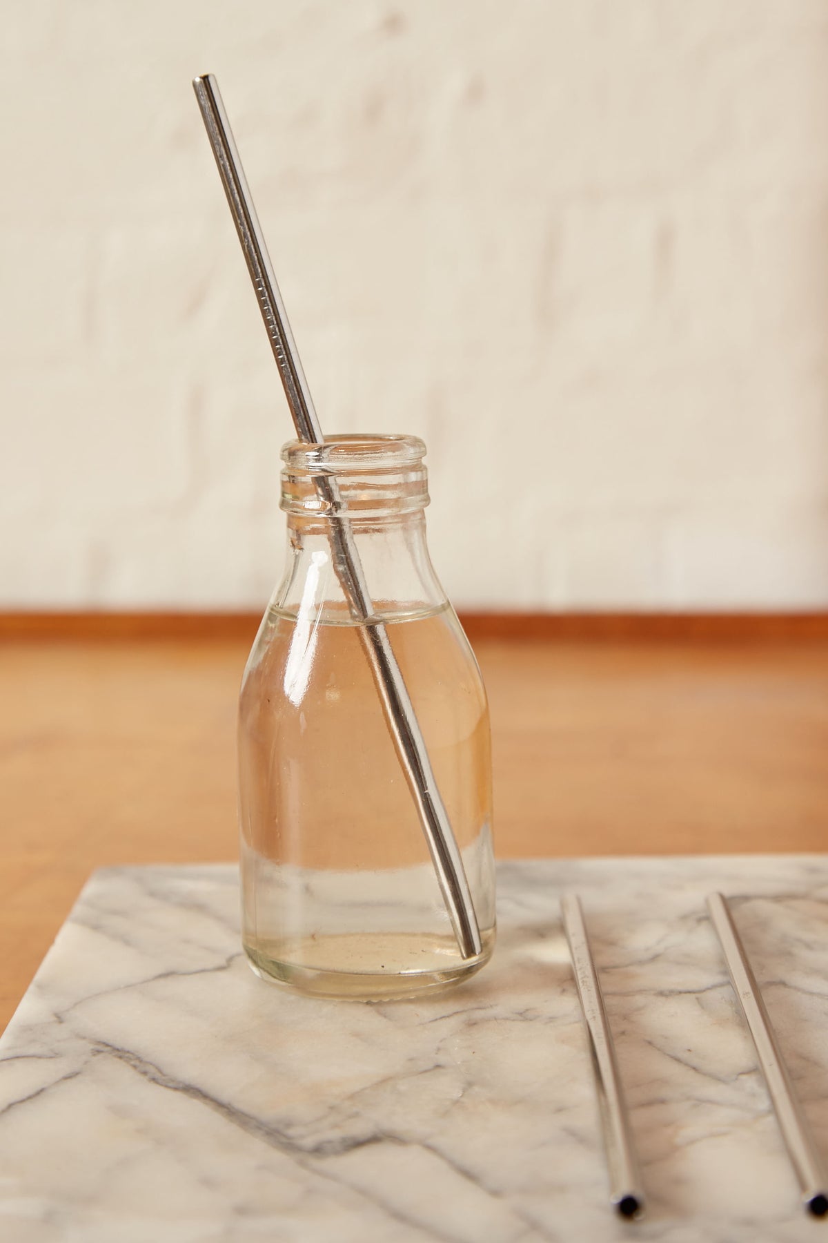 Set 4 Reusable Stainless Steel Straws Cleaning Brush