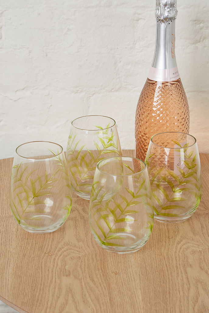 Set 4 Leaf Design Glasses