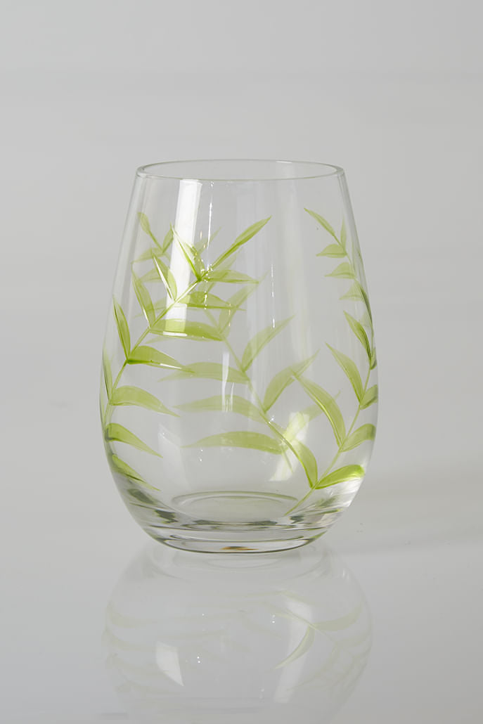 Set Of 4 Leaf Design Glasses - Styled