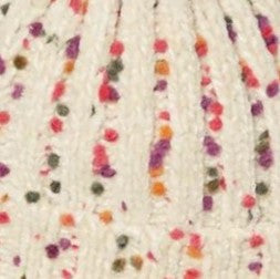 Louche Shannon Knitted Nep Beanie With Faux Fur Bobble - Off White - Fabric & Print Detail
