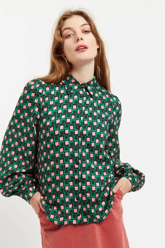 Louche Siv Retro Cubes Print Shirt