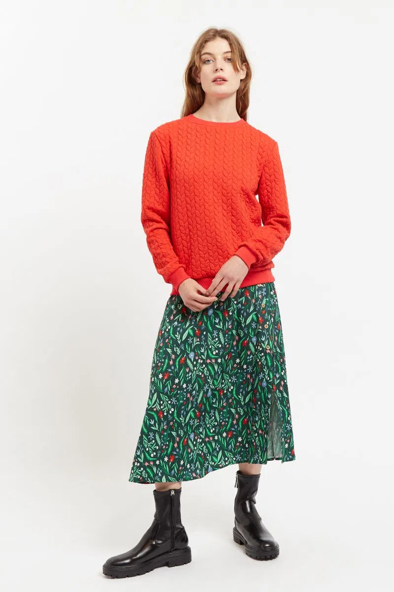 Louche Barney Folk Floral Print Midi Skirt in Multi