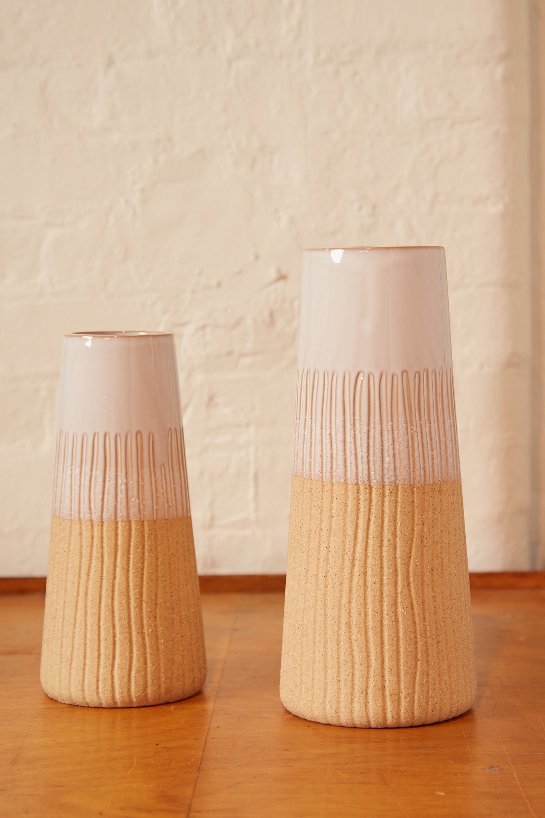 Glazed White And Terracotta Etched Vase - Styled